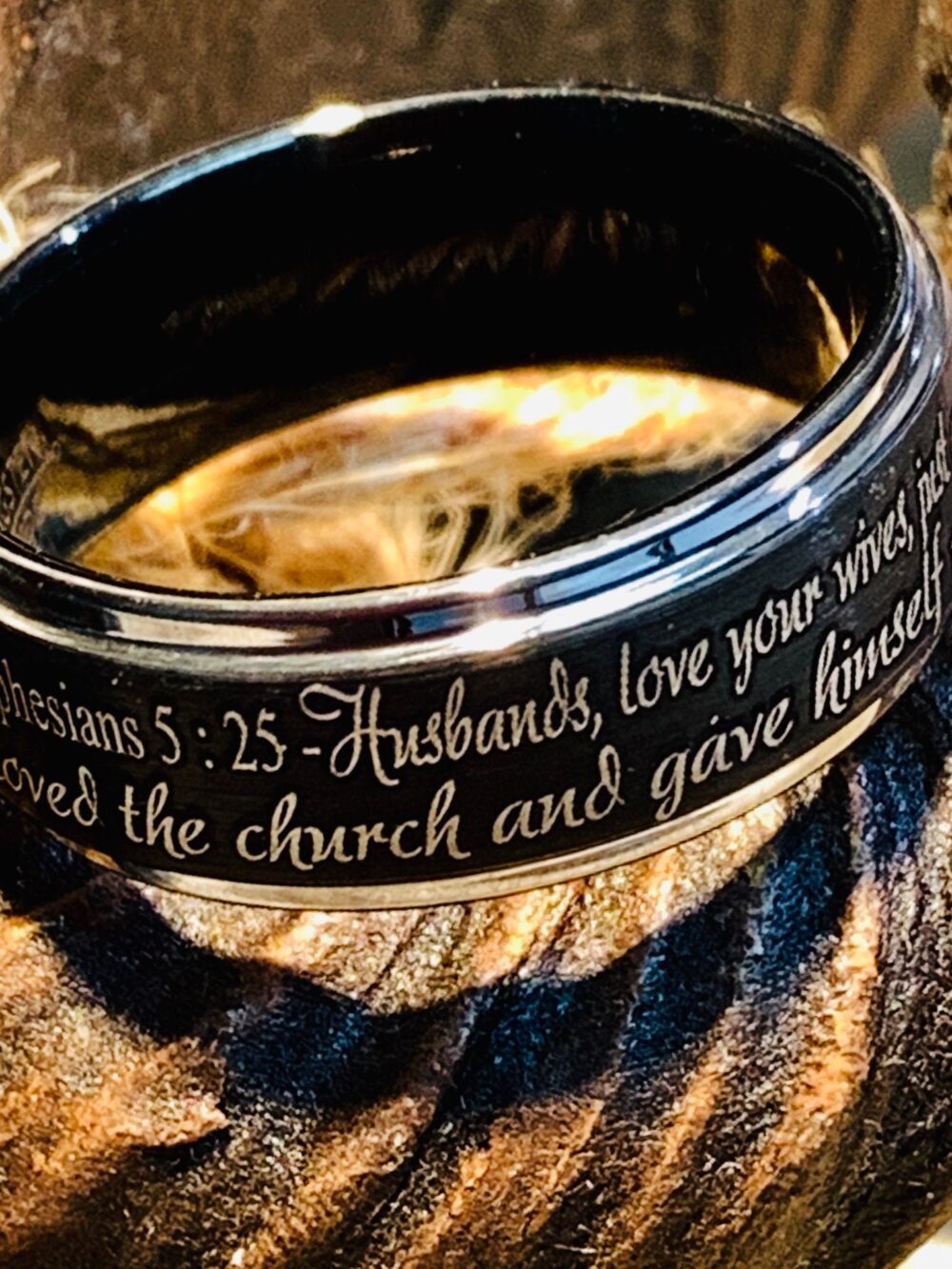 Engraved Tungsten Wedding Ring Christian Bible Verse Promise Ring
