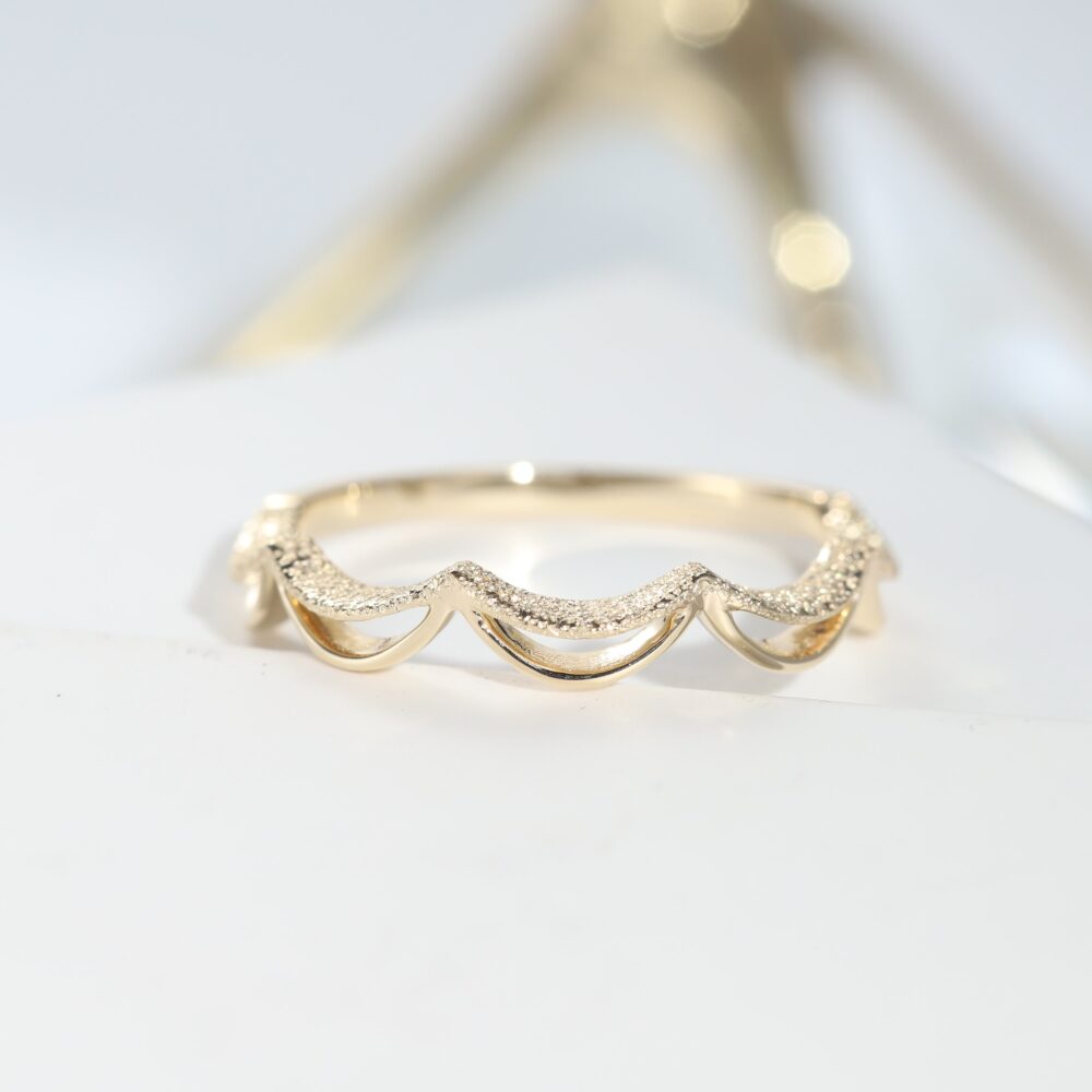 Minimalist Curve Wedding Band Ring Bridal Bands Rose Gold Engagement Rings For Women Stackable