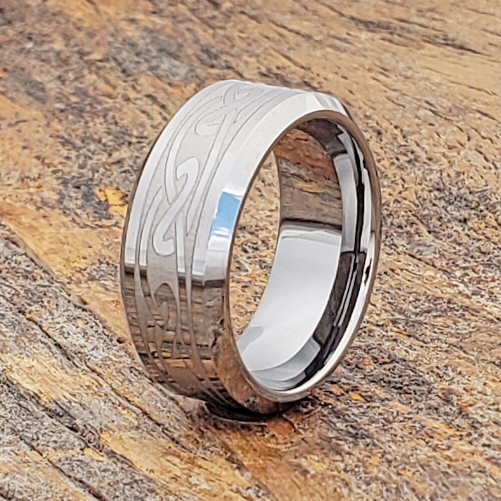 Tungsten Ring, Mens Wedding Band, Tungsten Men Celtic Knot Ring