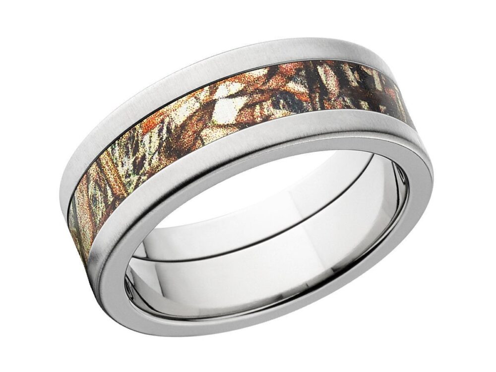 Mossy Oak Rings, Camo Wedding Titanium Ring, Duck Blind Bands 8F-xb-Duckblind