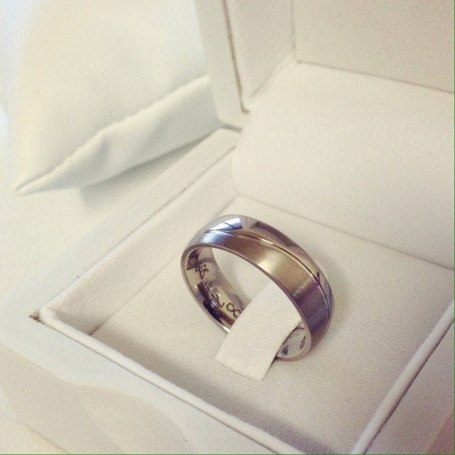 Braverman Curved Wedding Ring Band Titanium Half Polished Brushed 6mm "The Wave"