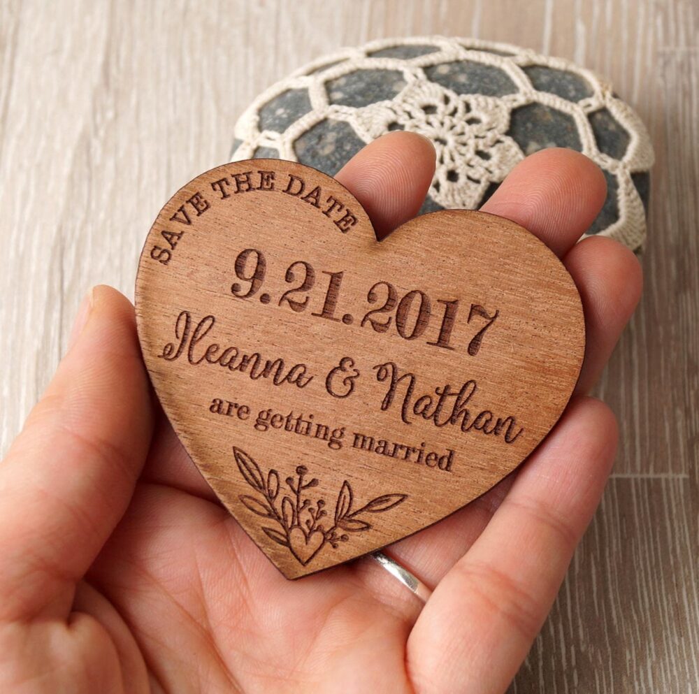Save The Dates, Wedding Save Date Magnet, Hearts Date, Wooden Magnets, Rustic Set Of 25