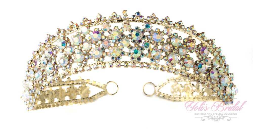 Fast Shipping Gold Ab Tiara, Communion Bridal Crown, Wedding Quinceañera Sweet 16, Aurora Borealis Confirmation
