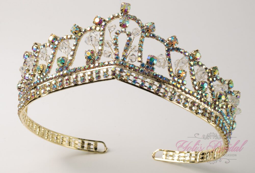 Fast Shipping Gold Ab Tiara, Communion Bridal Crown, Princess Quinceañera Sweet 16, Confirmation Tiara