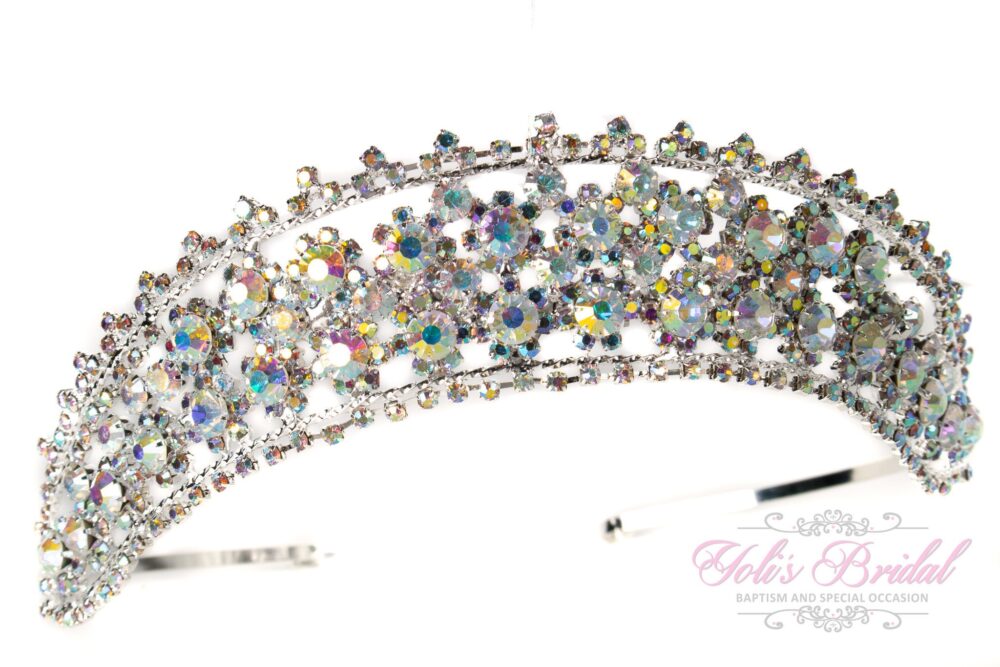Fast Shipping Silver Ab Tiara, Communion Bridal Crown, Princess Quinceañera Sweet 16, Confirmation Tiara
