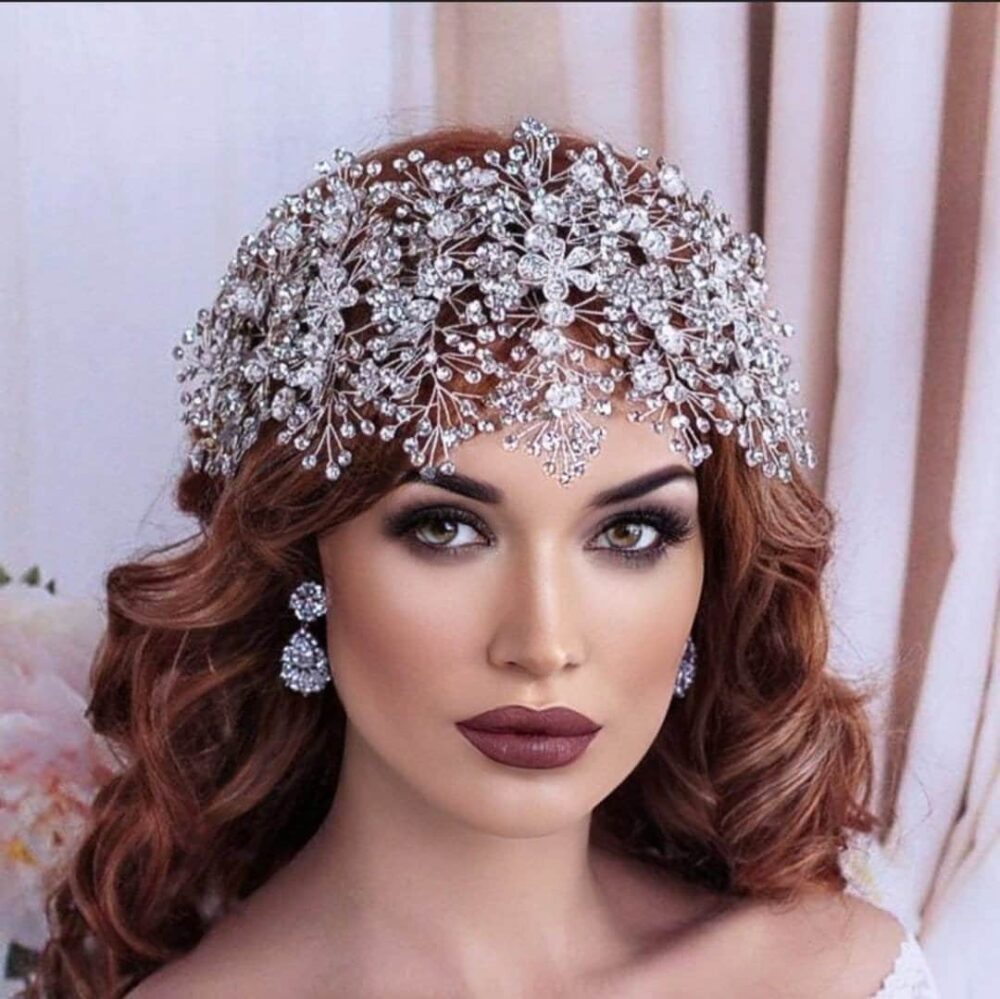 Large Bridal Headpiece Wedding Headband Floral Pageant Head Piece Bachelorette Accessory Party Weddings Brides Bride Accessories
