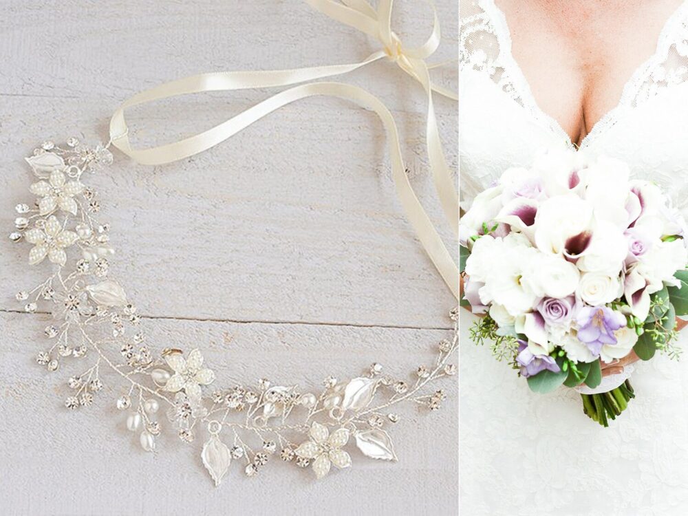 Wedding Headband, Crystal Flower Leaf Bridal Hair Accessories, Boho Vine, Vintage Style Halo, Jewelry, Rose Gold, Jessica