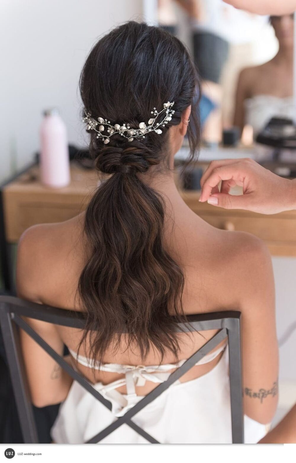 Boho Wedding Accessory, Bridal Hair Wreath, Beach Headpiece, Vine, Shell Jewelry, Silver Piece, Wedding Headband