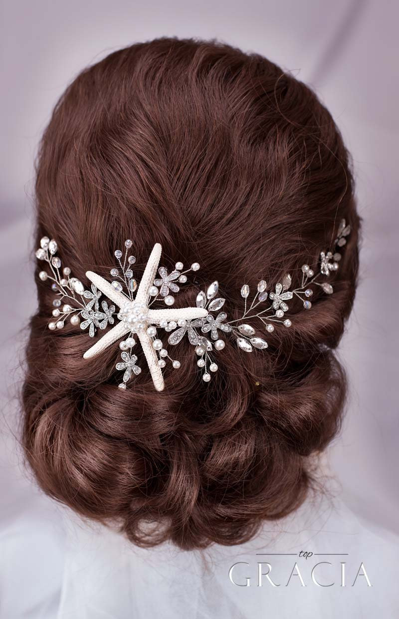 starfish Hair Vine Beach Wedding Accessories Crown Bridal Headband Destination Mermaid Hairpiece Headband