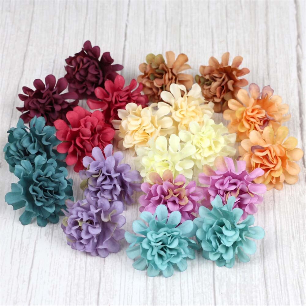 2/500Pc 4cm Silk Artificial Hydrangea Flower Head in Bulk Daisy Head For Wedding Fake Flowers Accessories Make Brida Headbands Dress