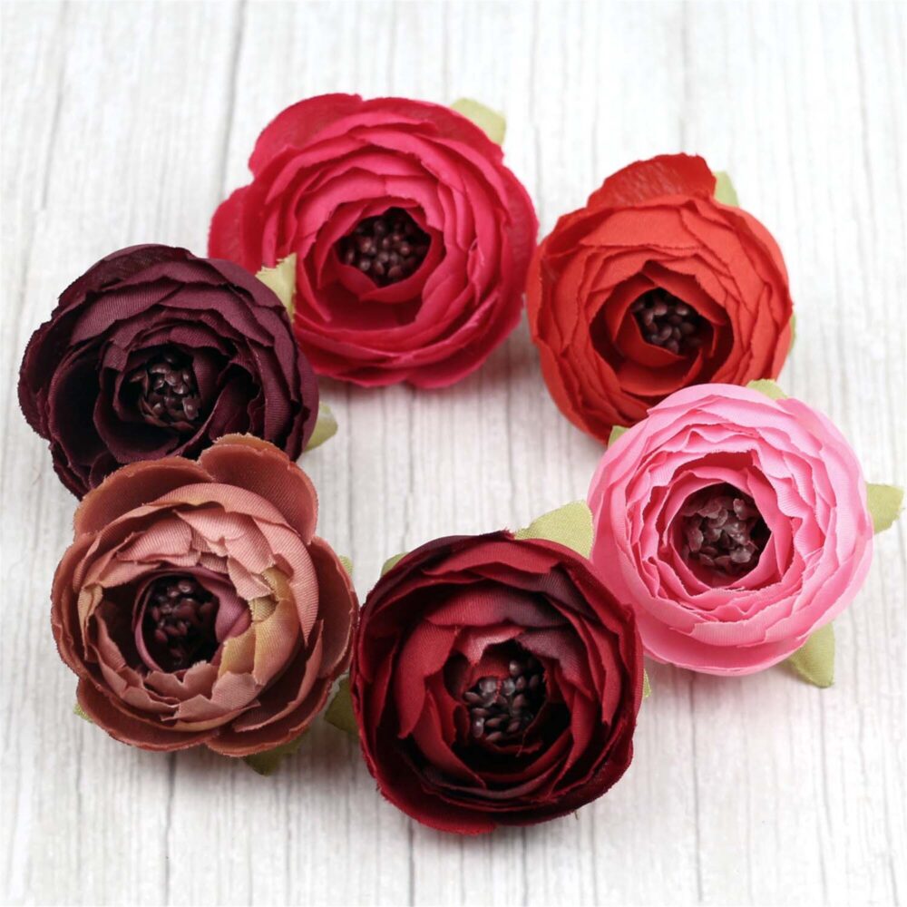 2" Silk Artificial Flower Head in Bulk Camellia Fake Rose Decor Flowers Wall Wedding Bridal Accessories Tea Roses