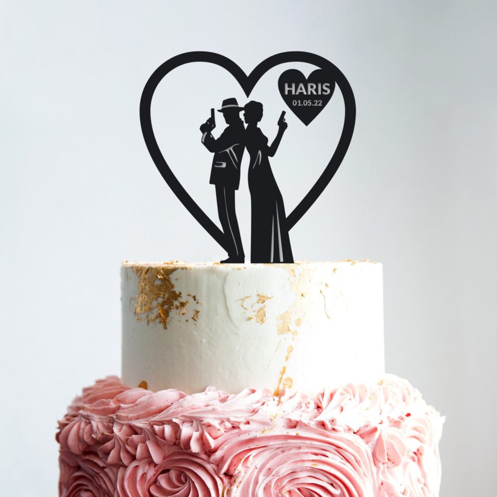 Gatsby Wedding Cake Topper, Roaring 20S Cake Topper Wedding, 1920S Topper, Retro Wedding Mafia Theme Gangster Topper, B267