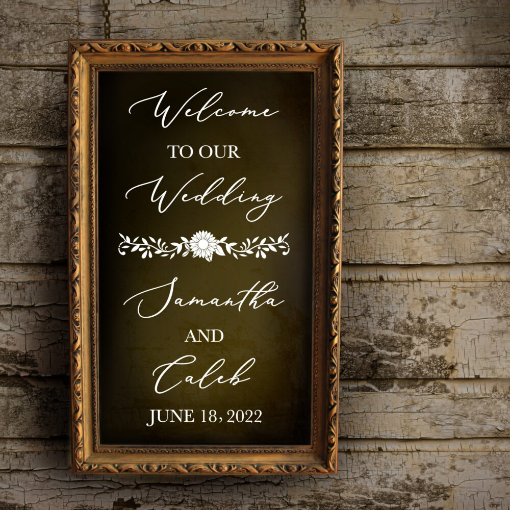 Welcome To Our Wedding Sunflower Decal, Decal For Mirror, Decor Chalkboard, Floral