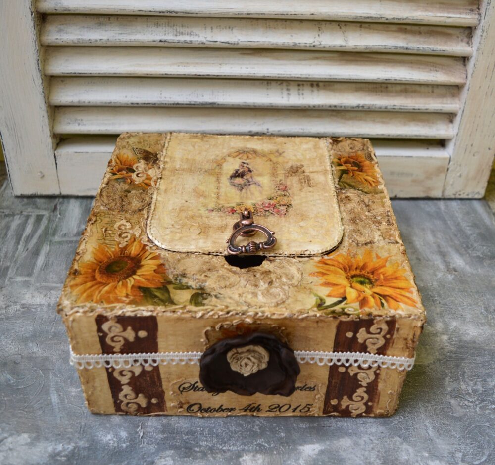 Sunflowers Wedding Box, Wedding Card Keepsake Memory Box, Personalised Box, Sunflowers Wedding, Storage Box