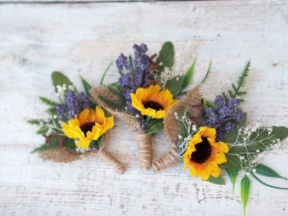 Sunflower Boutonniere For Wedding, Boutineer, Wedding Buttonhole, Woodland Rustic Boutonniere, Fall Button Holes