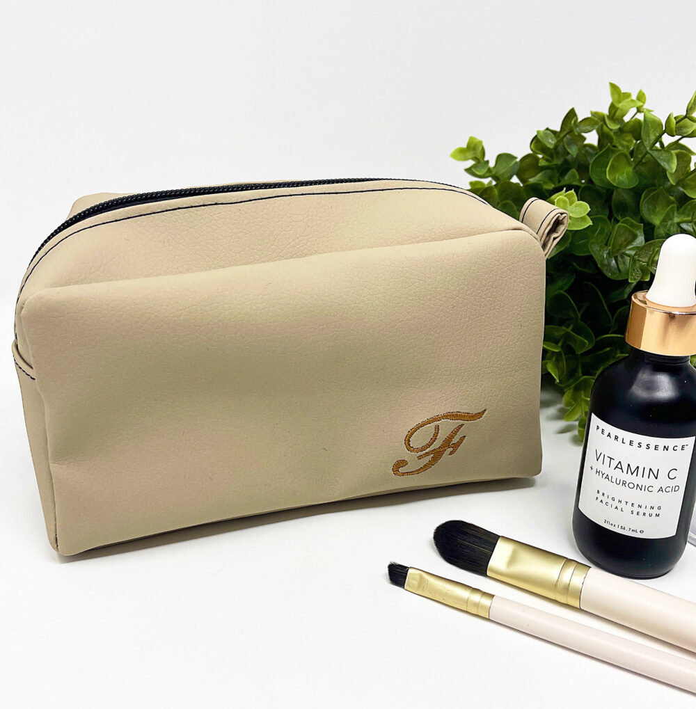 Personalized Makeup Bag, Embroidered Toiletry Bridesmaid Gift, Monogram Cosmetic Bridal Gift