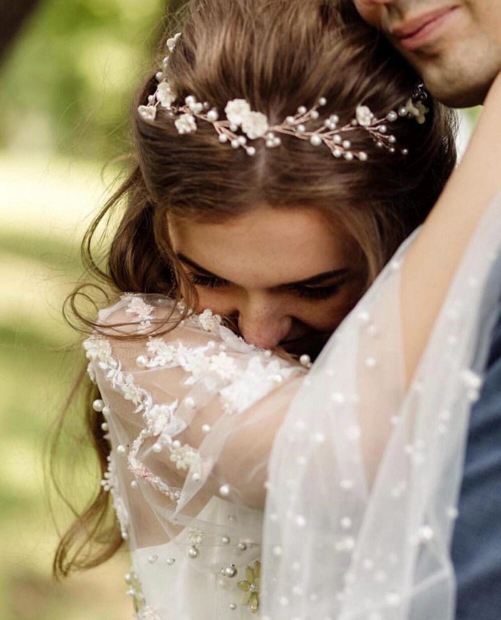 Floral Wedding Headpiece. Silver Bridal Headband. Pearl Hair Vine. Wedding Jewelry. Piece. Bridal Hair Crown
