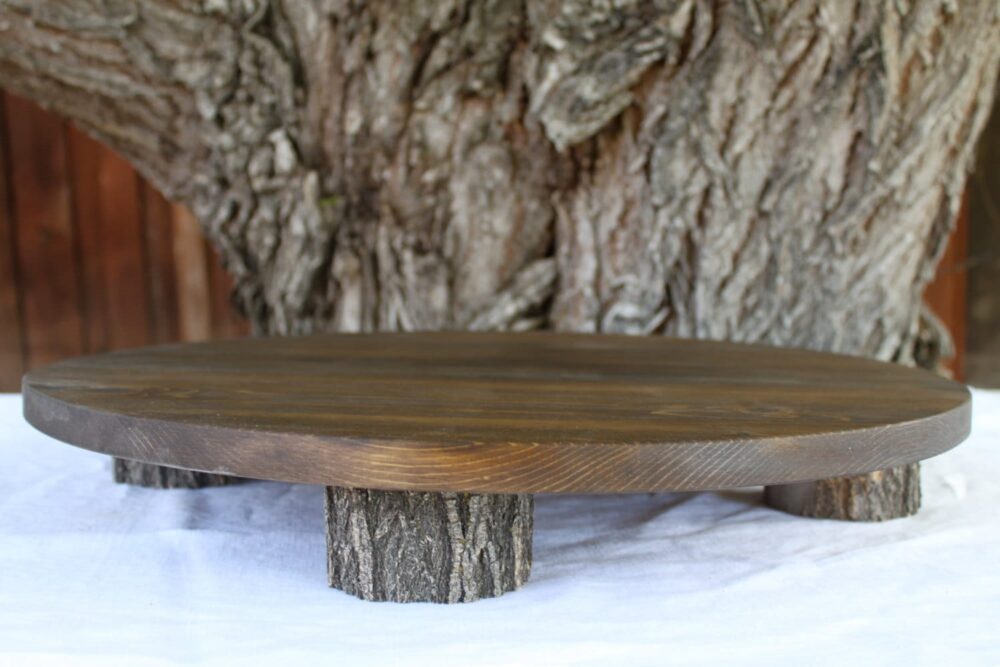 14 Inch Rustic Cake Stand, Custom Wedding Wood Cupcake Decor