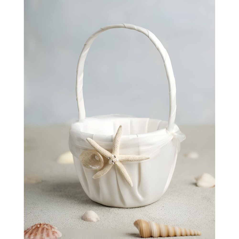 starfish & Shell Beach Wedding Flower Girl Basket
