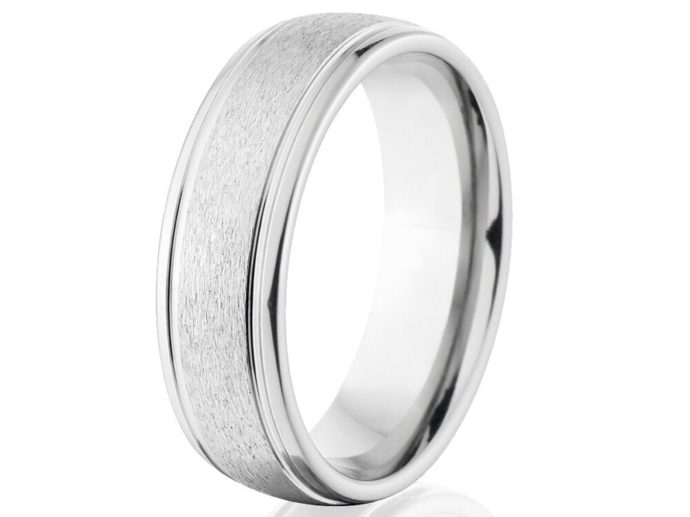 Cobalt Chrome Men's Wedding Band, 7mm Textured Comfort Fit Ring, Handcrafted USA Made