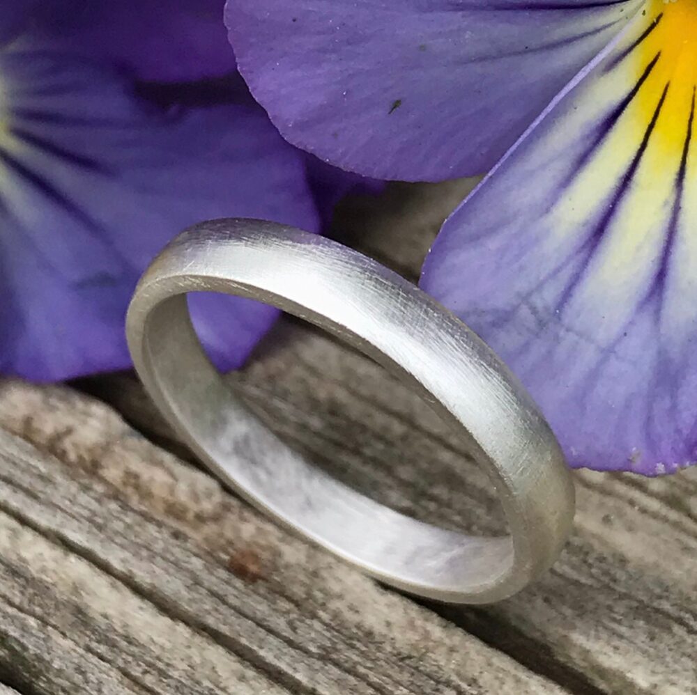 Argentium Sterling Silver Wedding Band, 3mm Half Round Unisex Men's Recycled Band - Custom Made For You