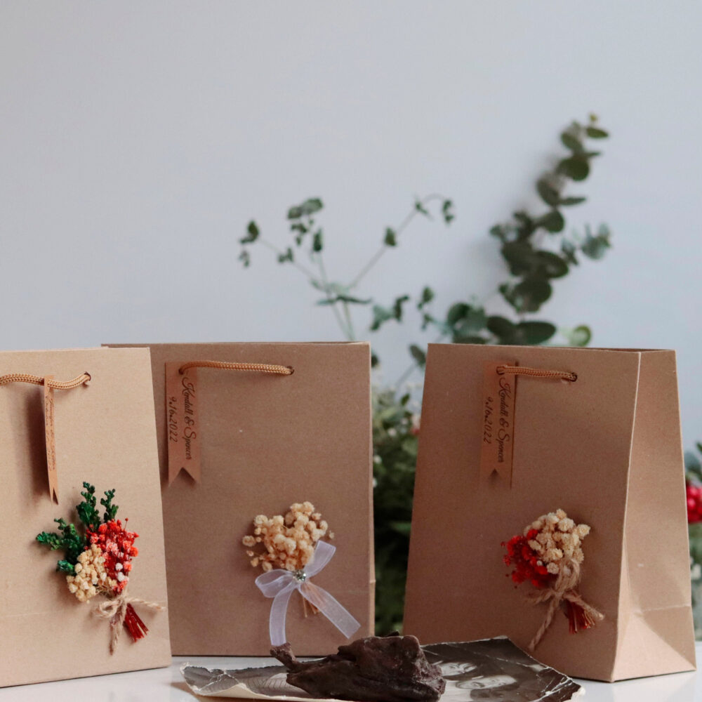 Custom Wedding Favor Bag Kraft Paper With Babys Breath Flower
