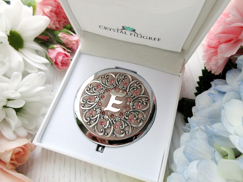 Pick Your Color | Personalized Bridesmaids Gifts Wedding Party Compact Mirrors Custom Real Crystals