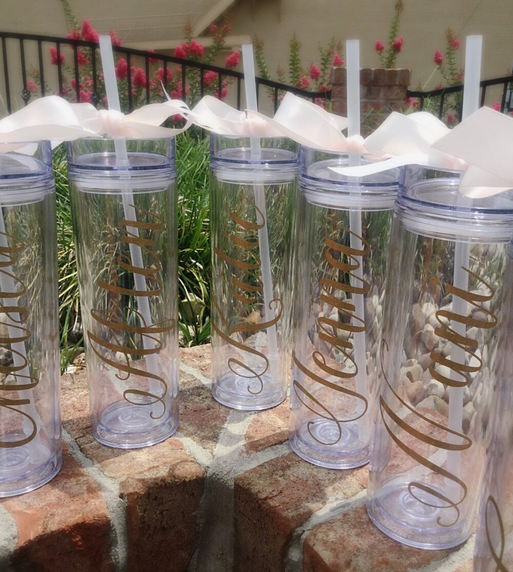 Personalized Bridesmaid Tumbler Glitter Personalized Gift Bridal Party Acrylic Cups With Lids Gold Wedding