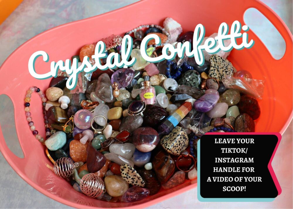 Crystal Confetti Mystery Scoop With Raw & Tumbled Gemstones, Jewelry, Grand Prizes & Rare Crystals