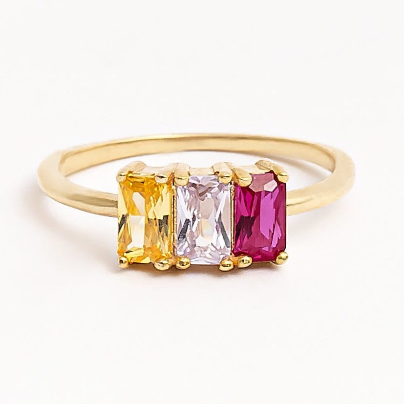 14K Gold Family Birthstone Ring Personalized Gemstone Band