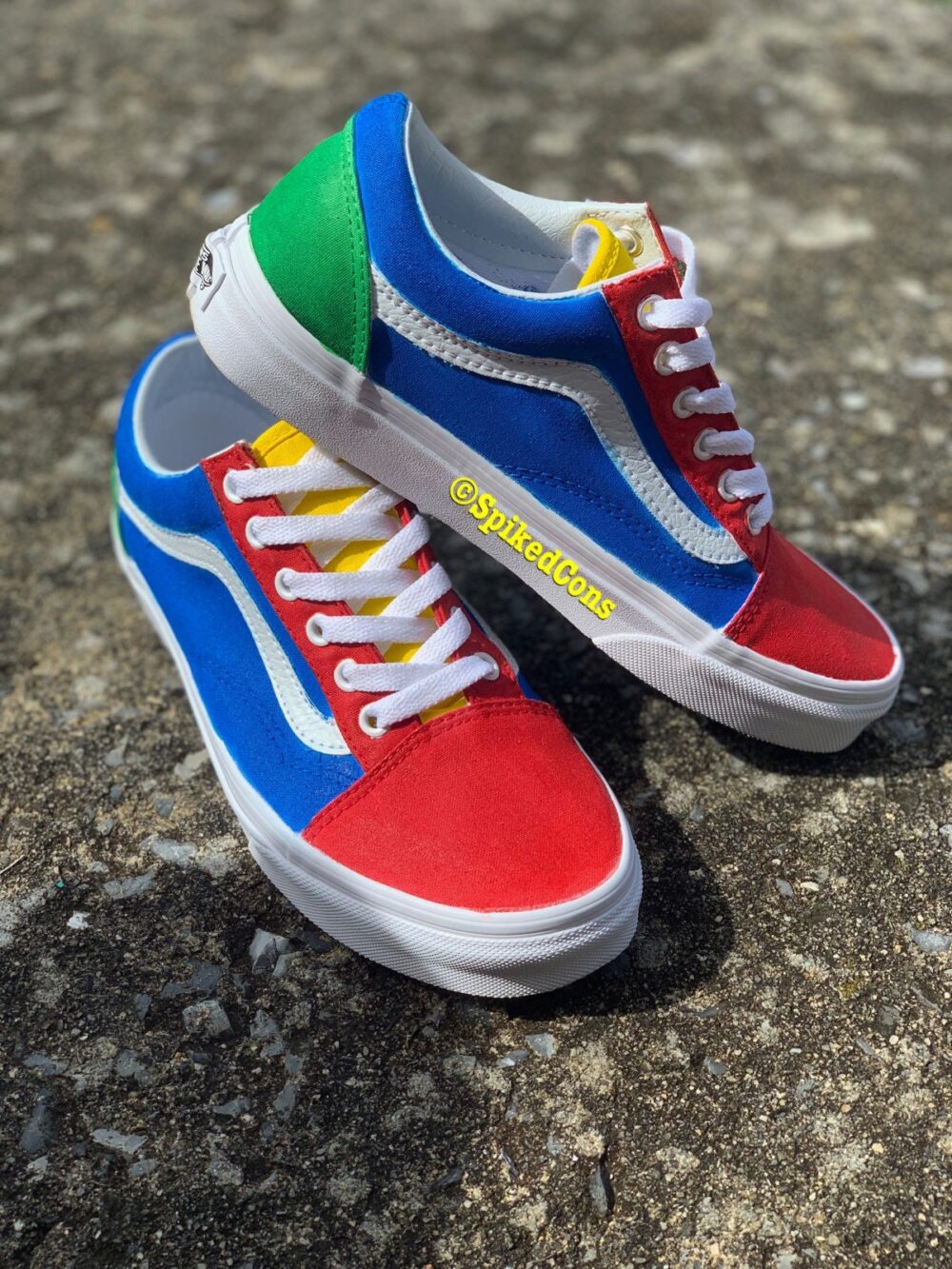 Custom Vans "Uno"-Big Kids/Adults Men Women | Red Yellow Green & Blue Primary Colors