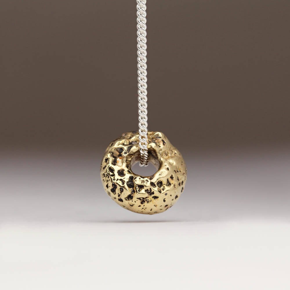 Elegant 9Ct Gold Pendant, Discreet Bead Sandcast Rustic Necklace Mothers Day Gift For Her, Unique Womens Jewellery, Solid