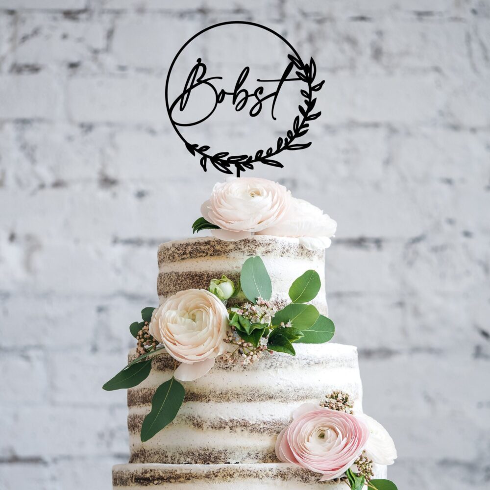 Personalized Wedding Cake Topper Boho Floral Custom Birthday Cake Topper Bridal Shower