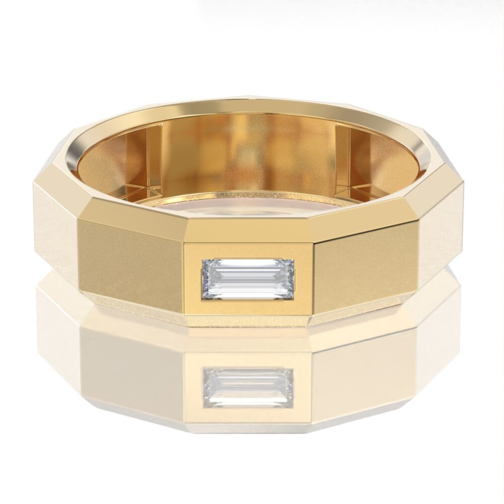 Man Diamond Wedding Band, 6mm Men's Band, 14K Solid Gold, Promise Ring Anniversary Ring, Handmade Jewelry