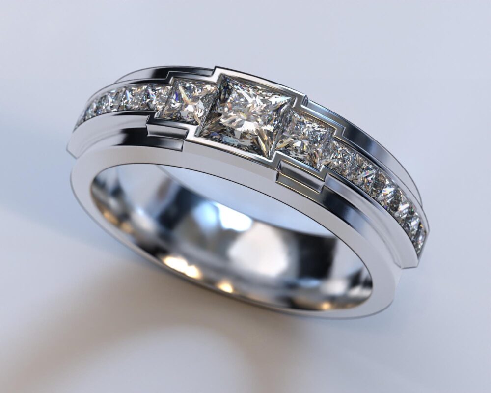 Diamond White Gold Mens Wedding Band Brilliant/Custom Rings