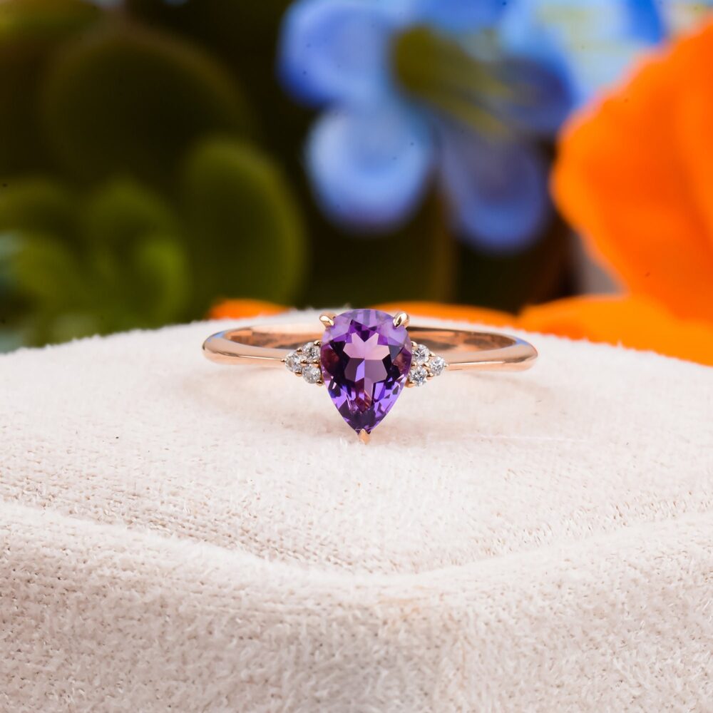 Amethyst Engagement Ring, Wedding Christmas Gift, Purple Ring