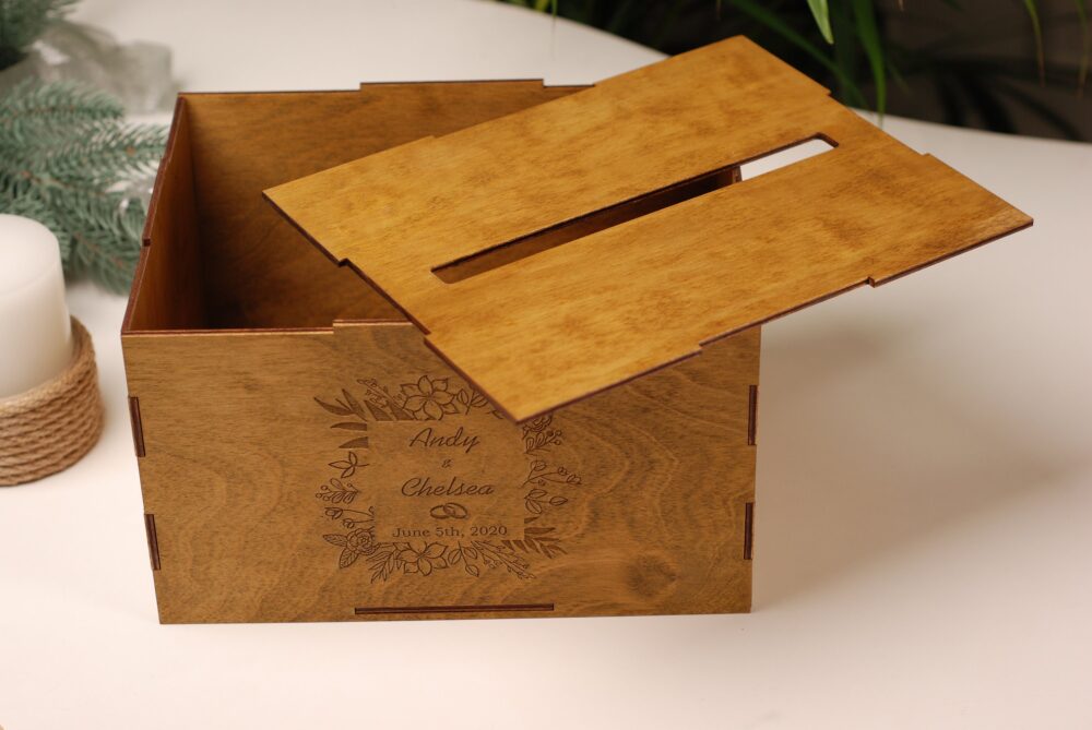 Money Box Wedding Unique Card Rustic Holder Wishing Wishes Wood Money Card Slot Modern