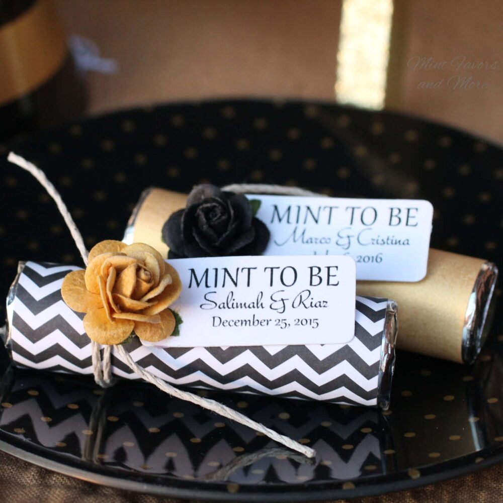 Black & Gold Wedding Favors, Personalized Mints