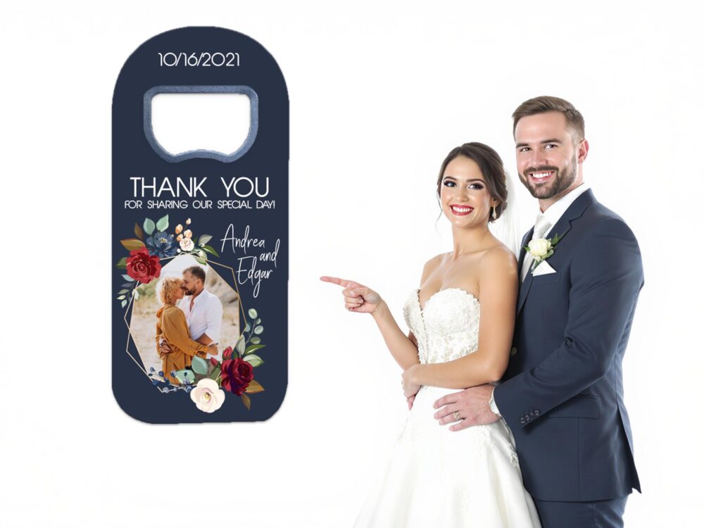 Personalised Photo Wedding Favor Bottle Opener Magnet - Custom Keepsake With Your Photos
