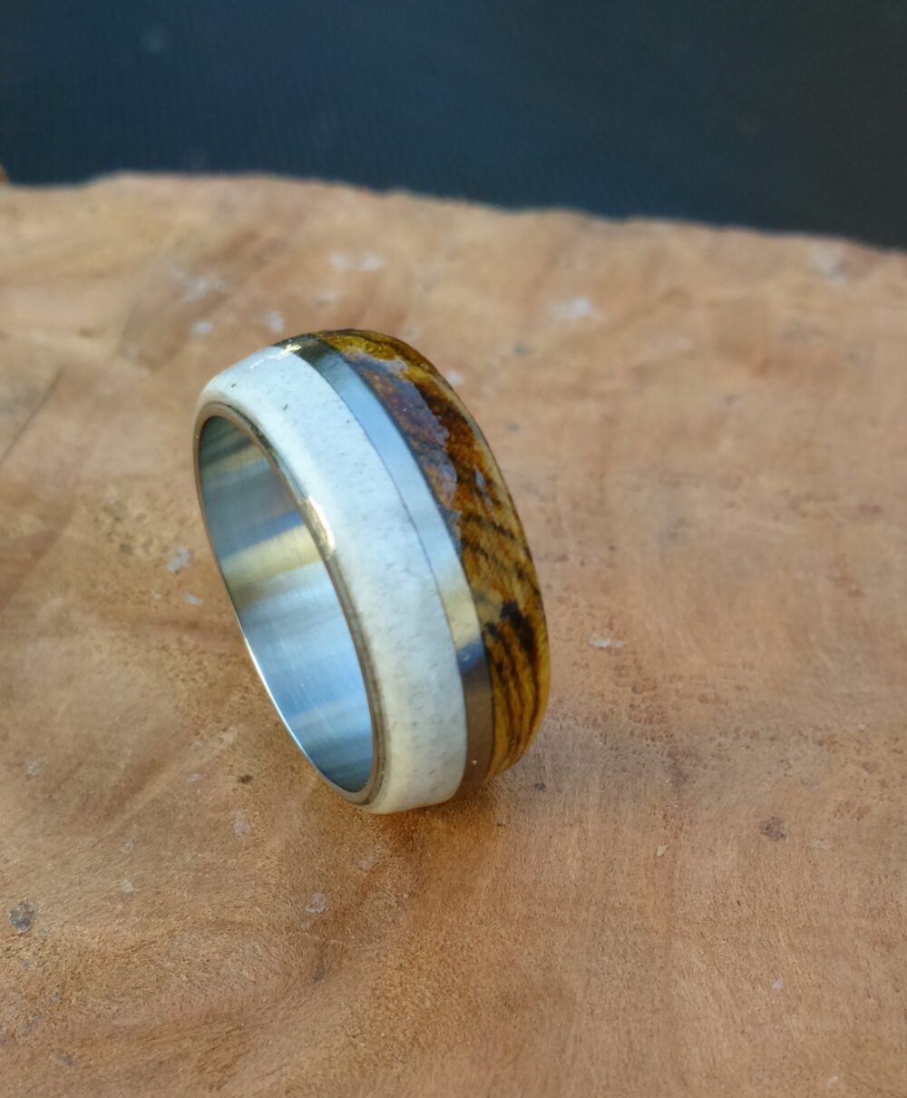 Antler Wood Ring For Man & Woman Wedding Band Bocote Tropical Size 3 To 16 Anniversary Engagement