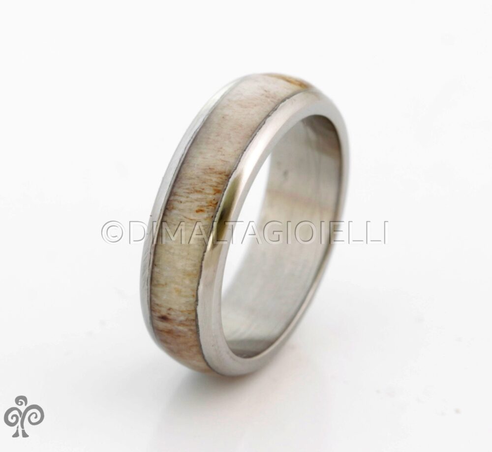 Titanium Antler Wedding Band Ring Unisex Rounded Engagement Ring