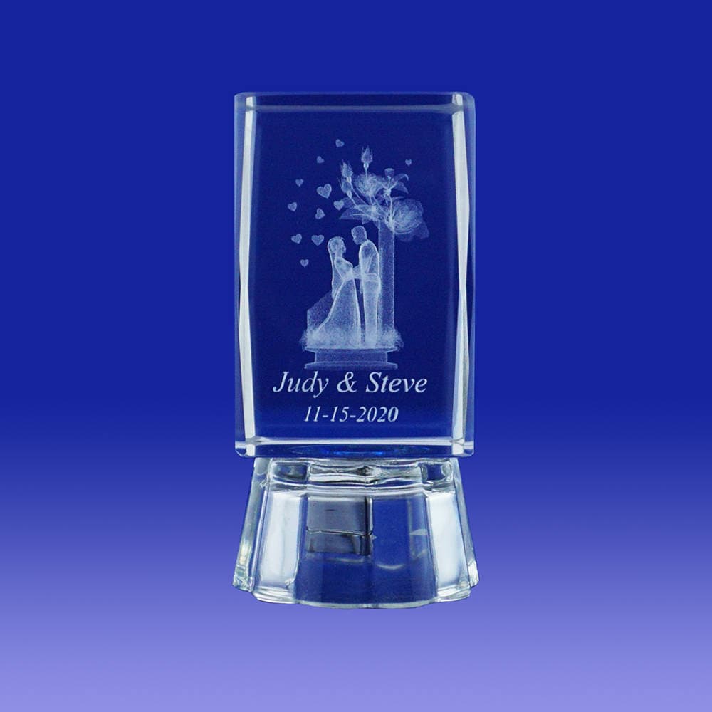 Wedding Favors Ideas | 12 Pcs Gifts Bridal Showers Personalized Custom Etched Laser Engraving 3D Bride & Groom Crystal Cube