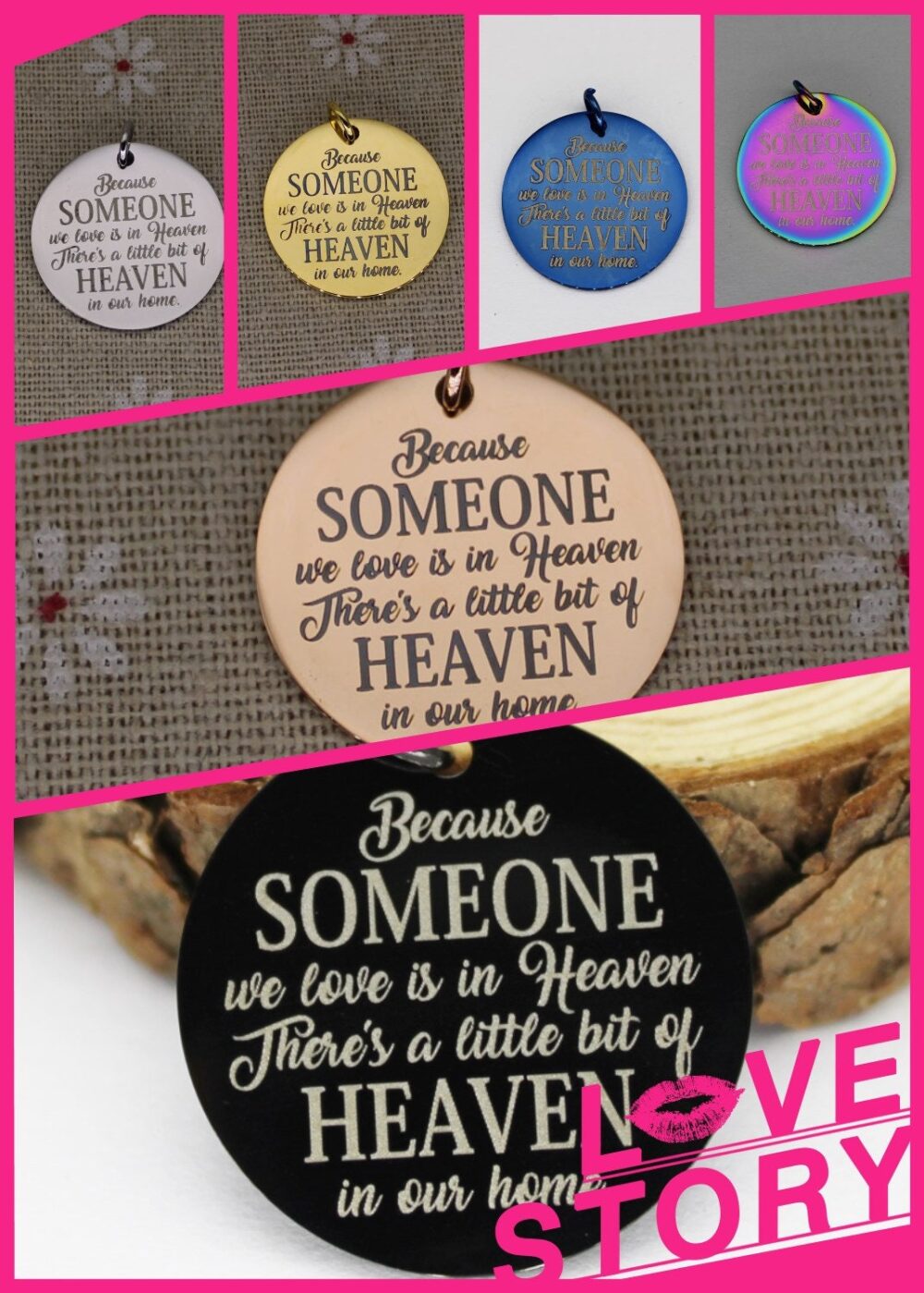 Heaven Memorial Charm Stainless Steel Remembrance Charm