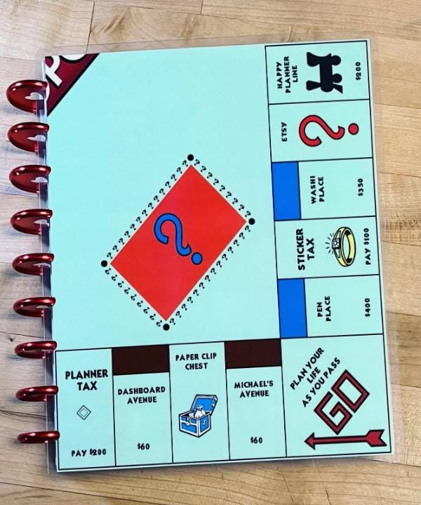 Front & Back Cover Set Monopoly Inspired Planner Theme 4 Use W Classic/Minihappy Planner/Tul/Erin Condren | Lp/A5Coil/A5Ring/A5 Filofax~