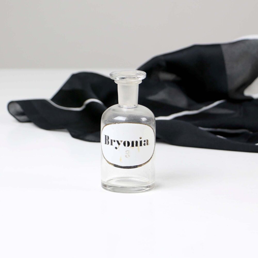 Vintage White Glass Apothecary Jar Bryonia Labeled Pharmacy Bottle