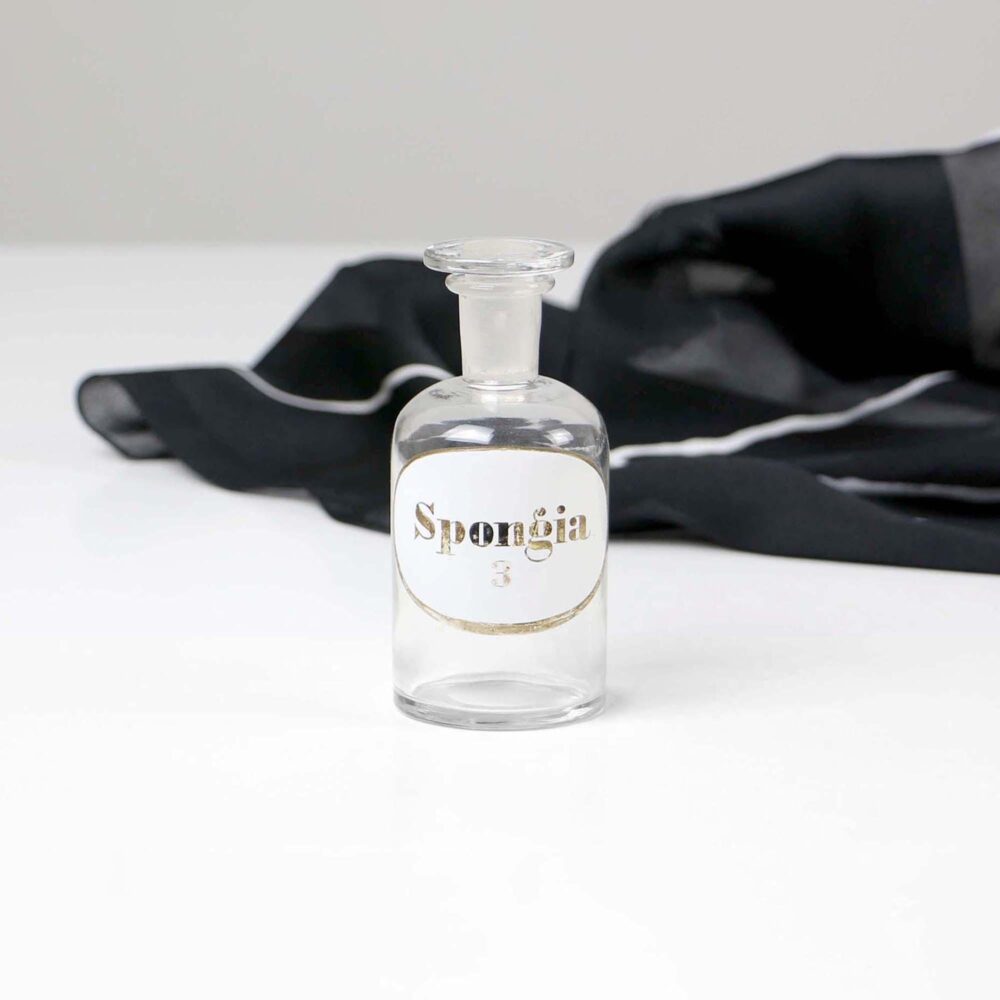Vintage White Glass Apothecary Jar Spongia Labeled Pharmacy Bottle