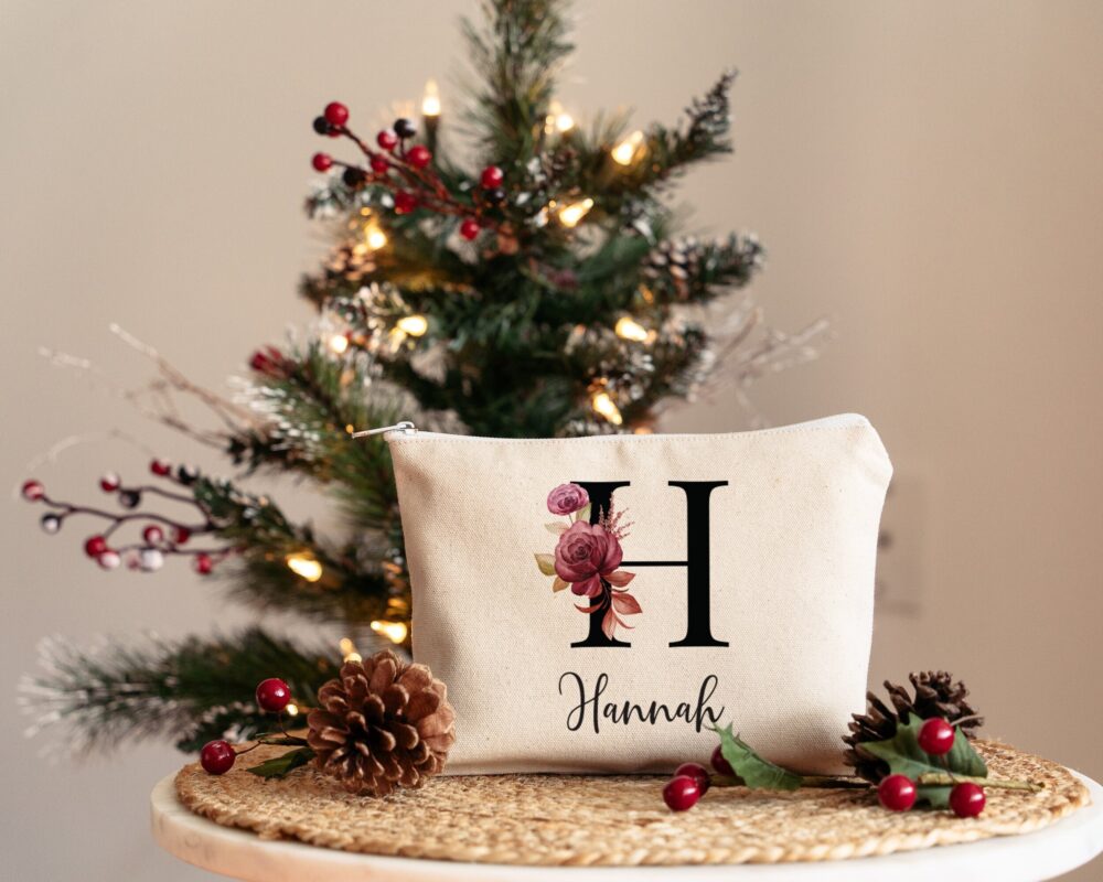 Custom Name Canvas Makeup Bag - Personalized Gift For Bridesmaids, Mom, Or Urban Women | Perfect Weddings, Birthdays Gift, Everyday Use