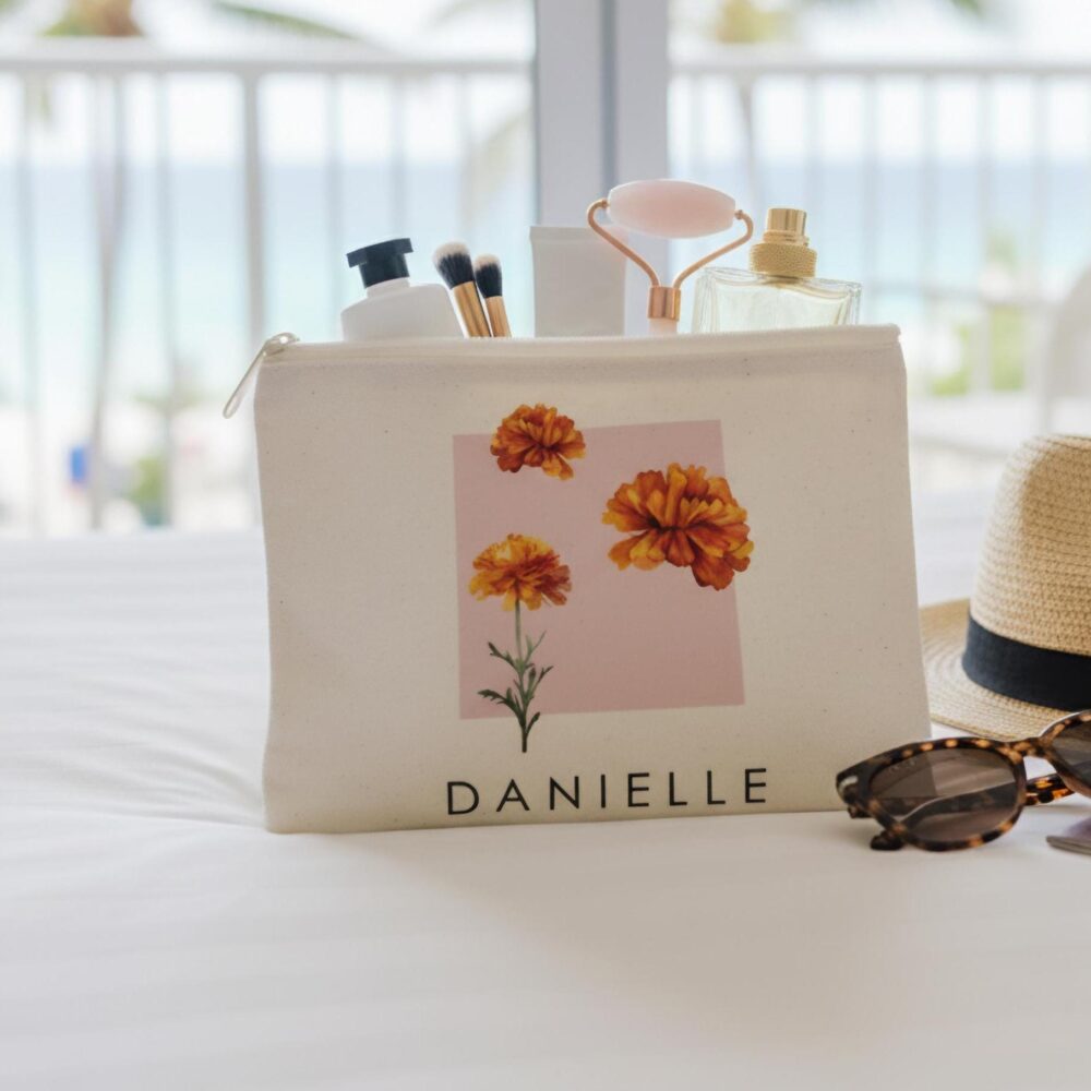 Custom Name Canvas Makeup Bag - Personalized Gift For Bridesmaids, Mom, Or Urban Women | Perfect Weddings, Birthdays Gift, Everyday Use