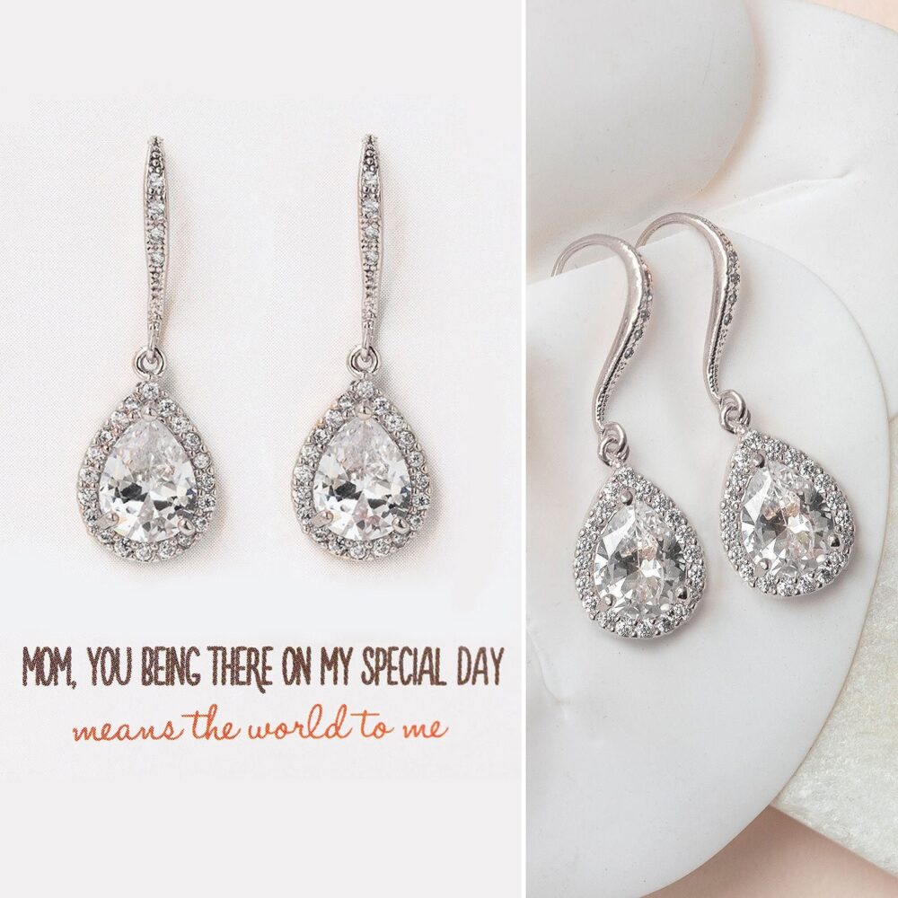 Mother Of The Bride Gift, Wedding Groom Bridal Shower Jewelry, Dangle Earrings, Crystal Jewelry