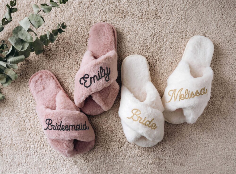 Bride Slippers, Custom Bridal Party Bridesmaid Proposal, Bachelorette Gifts, Personalized Slippers